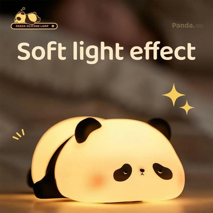 Cute Panda LED Night Lights Lion Silicone Sleeping Lamp USB Rechargeable Timing Bedside Baby Nightlights For Birthday Gift