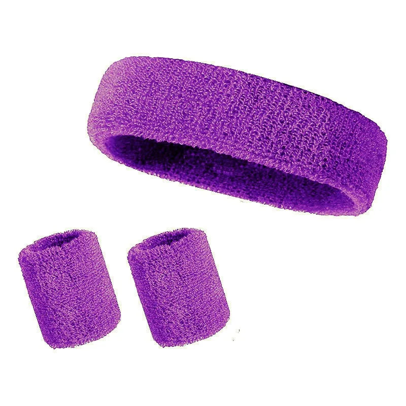 New Hot Athletic Sweatband Hairband Headband Wristband Set in 3-Pack Cotton Head Sweat Bands for Running, Cycling, Yoga, Spa