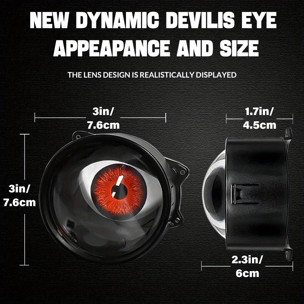 1Pcs/2Pcs dynamic big eye lights, dynamic big eyeball fog lights 6 modes, LED color adjustable, suitable for any car model