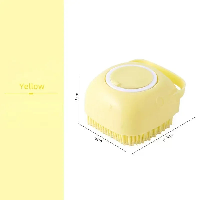Pet Dog Shampoo Brush 2.7oz 80ml Cat Massage Comb Grooming Scrubber for Bathing Short Hair Soft Silicone Rubber - Urbizia