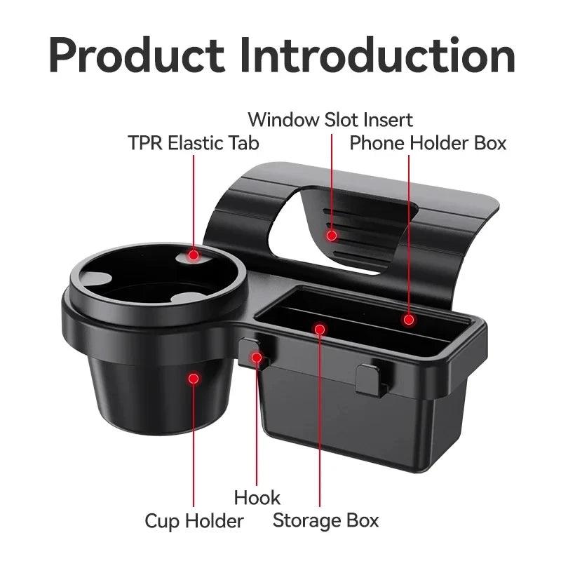 Car Door Window Cup Holder and Storage Tray