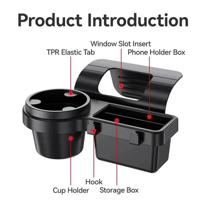Car Door Window Cup Holder and Storage Tray