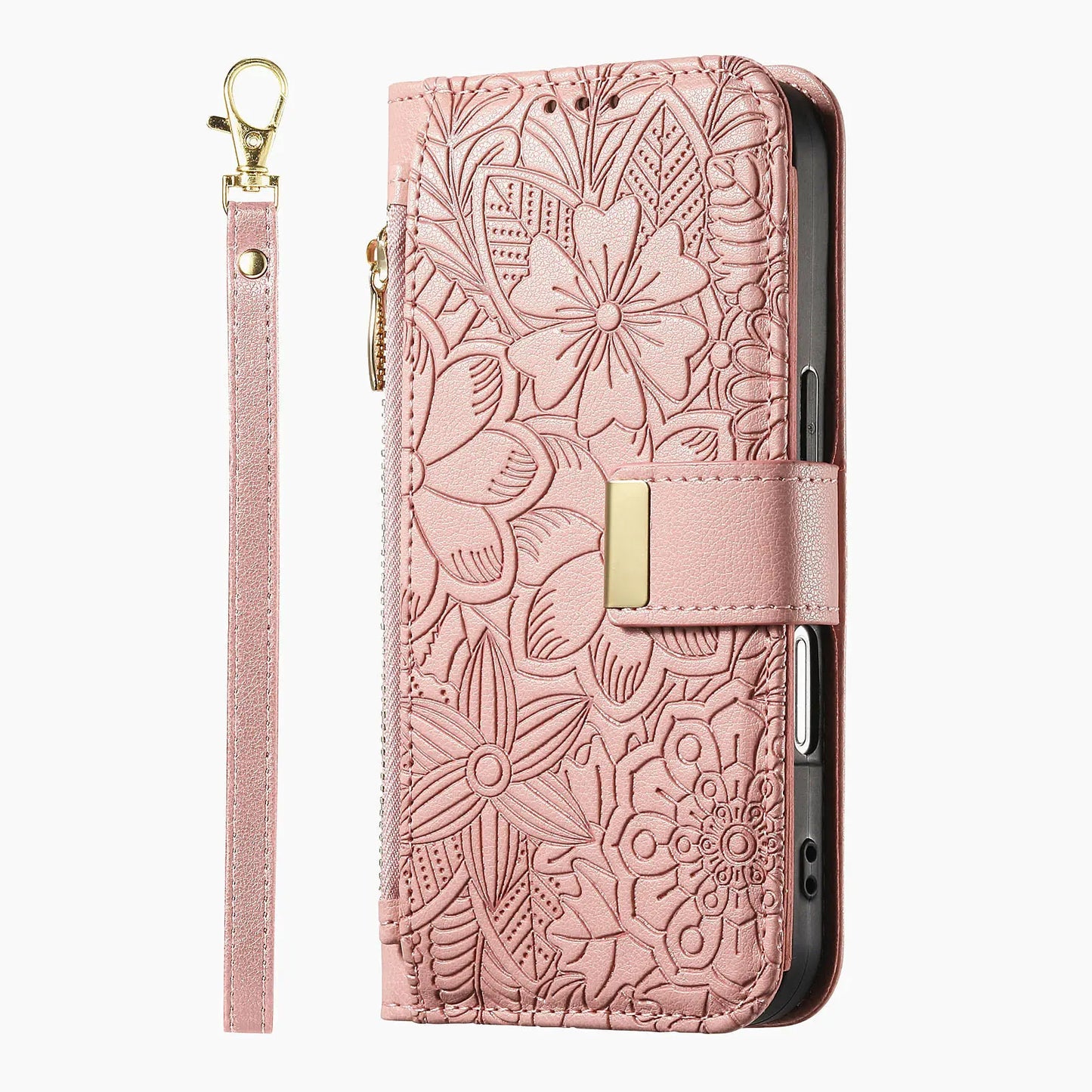 PU Leather Zipper Crossbody Flip Wallet Card Slot Phone Case For Samsung Galaxy S26 Plus S26 Pro S26 Ultra A57 Wrist Strap Cover