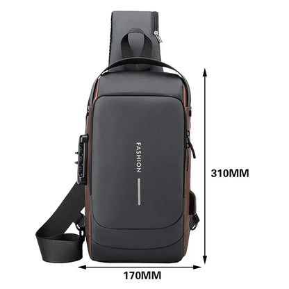 Multifunction Designer Anti-theft USB Shoulder Bag Crossbody Travel Sling Pack Messenger Pack Chest Bag Male Luxury Brand Men