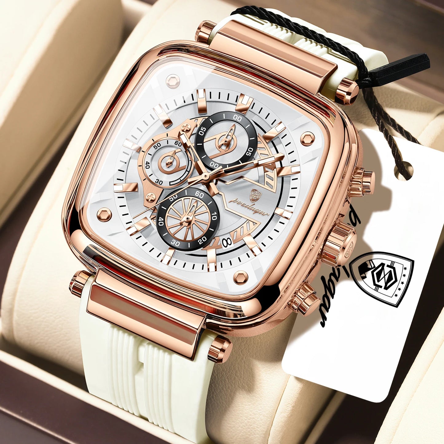 POEDAGAR Luxury Watch For Men Calendar Luminous Waterproof Man Clock Male Chronograph Silicone Sports Men's Quartz Watches Reloj