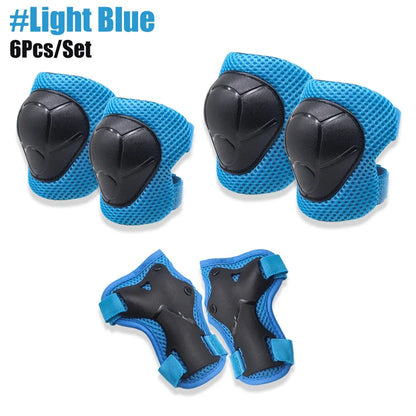 6pcs Kids Knee Pads and Elbow Pads Set,Knee Pads for Child Youth 3-15 Years W/ Adjustable Strap for Roller Skates Skateboard