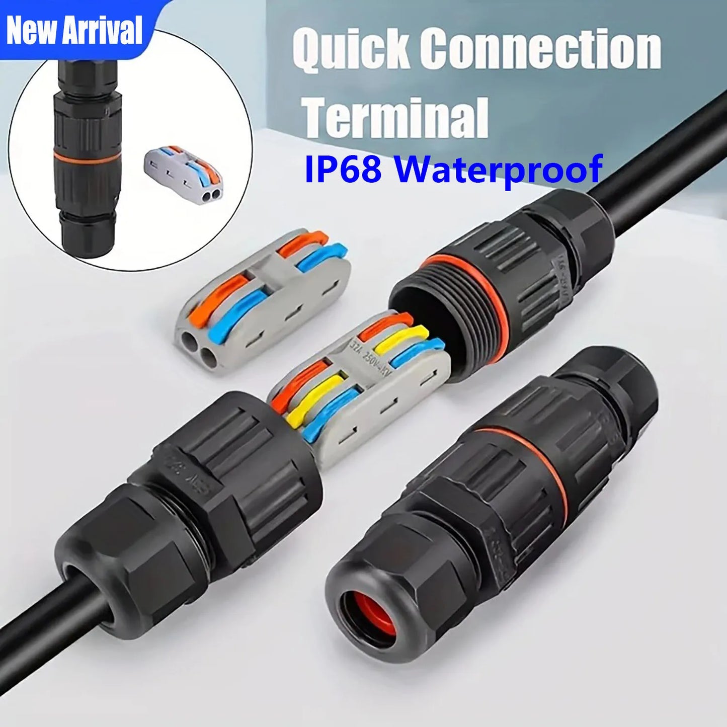 1/2Pcs IP68 Waterproof Joint Wire Quick Connection Connector 2/3 Pin Solder Less LED Lamp Wiring Outdoor Rainproof Terminal