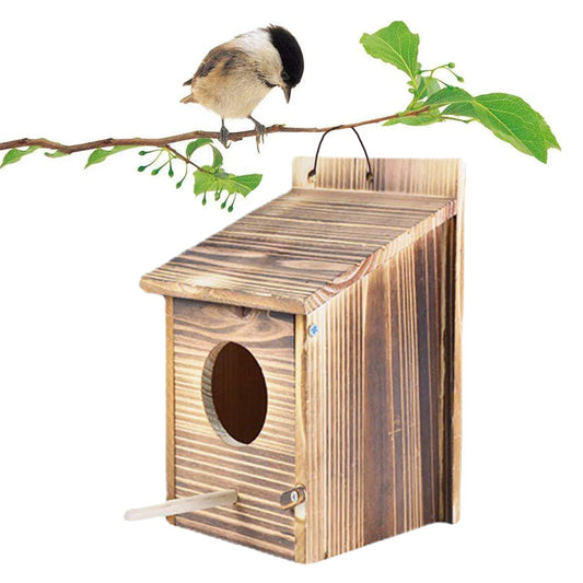 Wooden Bird House Outdoor Weatherproof Parrot Bird Nest Breeding Sleeping Box Paint Decorative DIY Storage Hanging Birdhouse - Urbizia