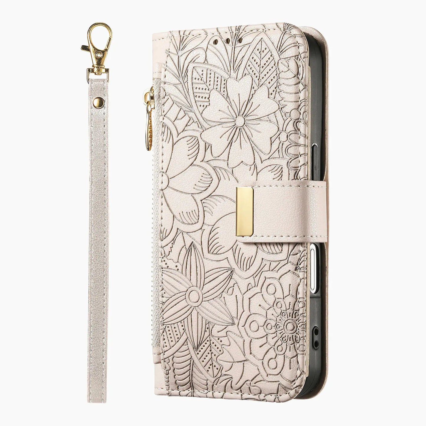 PU Leather Zipper Crossbody Flip Wallet Card Slot Phone Case For Samsung Galaxy S26 Plus S26 Pro S26 Ultra A57 Wrist Strap Cover