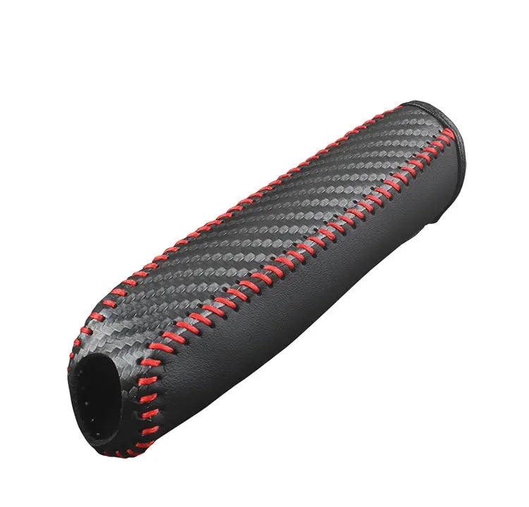 Carbon Fiber Style PU Leather Car Handbrake Cover Protective Sleeve Anti-Skid Parking Brake Handle Interior Accessories