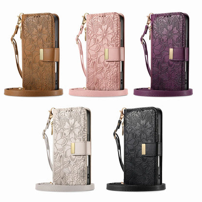 PU Leather Zipper Crossbody Flip Wallet Card Slot Phone Case For Samsung Galaxy S26 Plus S26 Pro S26 Ultra A57 Wrist Strap Cover