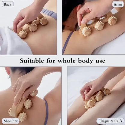 1 Pcs Wooden Massage Roller Tool, Manual Wooden Massager, Wood Back Massage Roller for Neck Leg Back Deep Tissue Muscle Massage - Urbizia