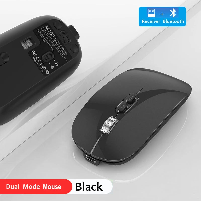 Dual Mode Bluetooth 2.4G Wireless Mouse One-Click Desktop Function Type-C Rechargeable Silent Mice for Laptop PC New