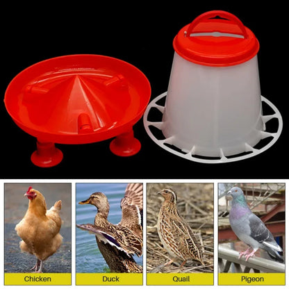 1.5kg Chicken Duck Feeder Bucket With Leg Poultry Food Fountain Chicken Chick Hen Lid Handle Feeding Watering Supplies - Urbizia