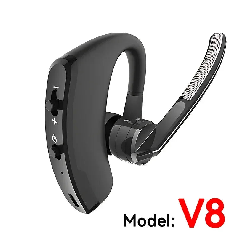 New V8 Wireless Bluetooth Single Earphone With HD Mic Stereo Headset Handsfree Call Business Headphone For Sports Driving Travel - Urbizia