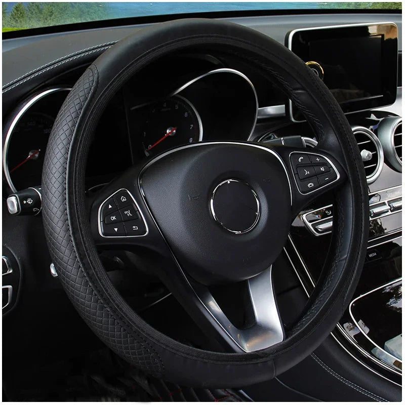 37-39cm Car Steering Wheel Cover Skidproof Auto Steering- Wheel Cover Anti-Slip Embossing Leather Car-styling Car Accessories
