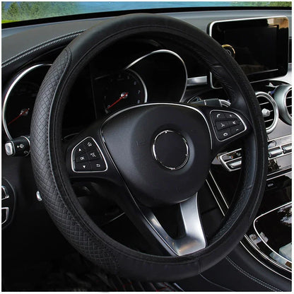 37-39cm Car Steering Wheel Cover Skidproof Auto Steering- Wheel Cover Anti-Slip Embossing Leather Car-styling Car Accessories