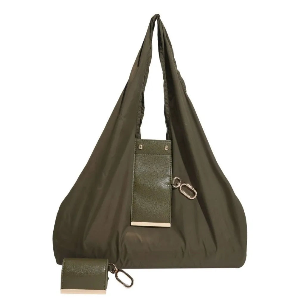 Reusable Mini Keychain Tote Bag Large Capacity Lightweight Foldable Shopping Bag Key Ring Eco-Friendly Expandable Reusable Bag