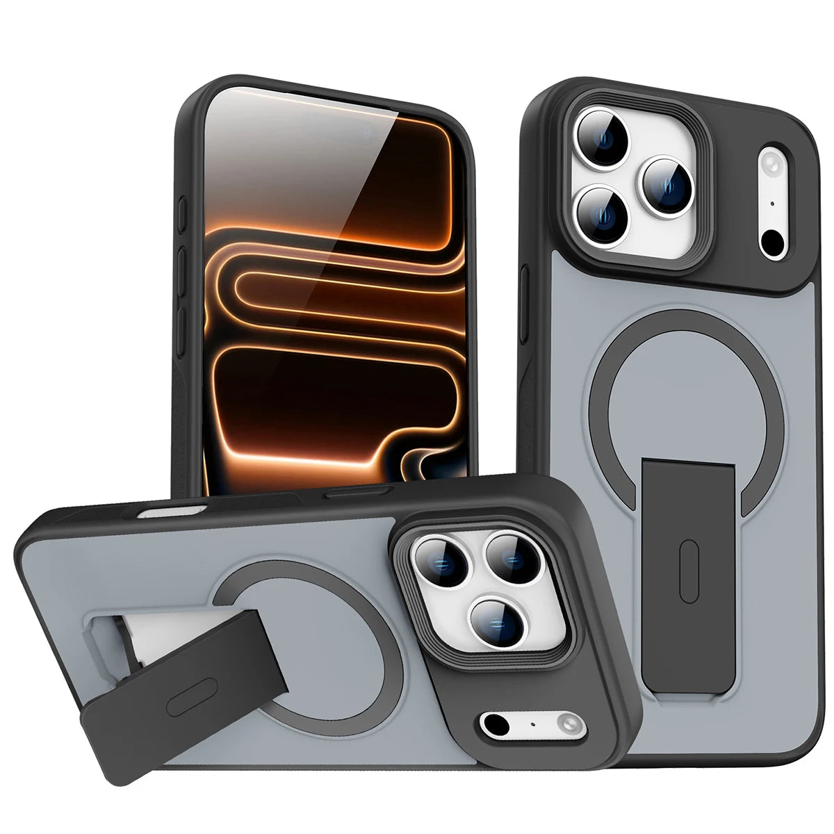 Skin-Feel Anti-Fingerprint Phone Case, Invisible Magnetic Stand Shockproof Cover, Compatible with iPhone 18/17 Pro Max/16E/15/14/13/12/11/Air/Plus/Pro, Supports Magnetic Charging & Magnetic Accessories