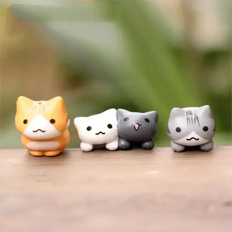 6Pcs/Set Cartoon Lucky Cat Home Garden Bonsai Decorations Miniatures Gift Lovely Micro Landscape Kitten Miniature Craft - Urbizia