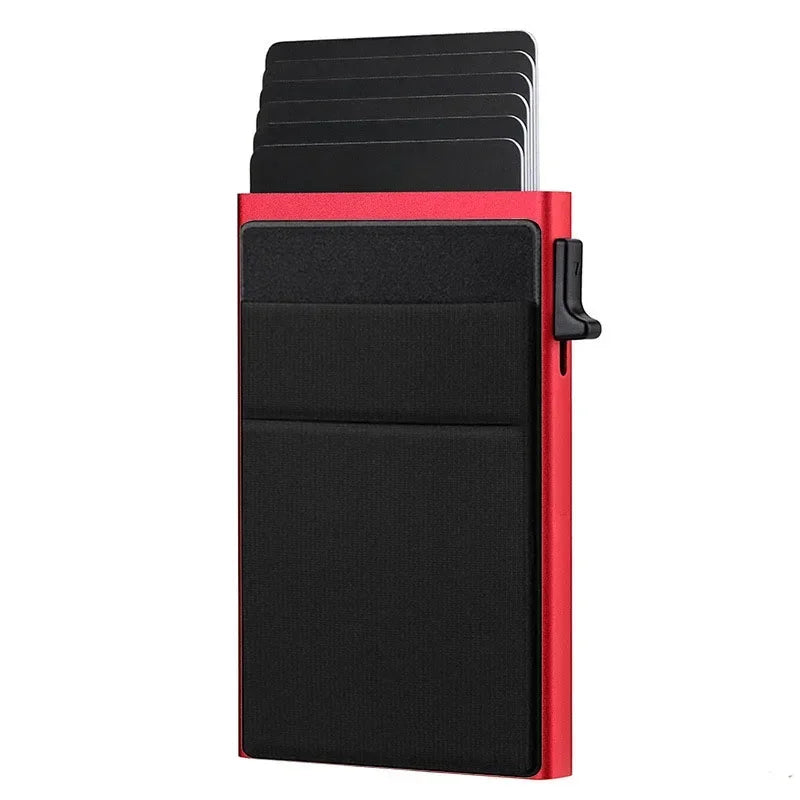 Rfid Anti Blocking Smart ID Bank Credit Card Holder Wallet Metal Thin Slim Men Women Pop Up Minimalist Metal Cardholder Case