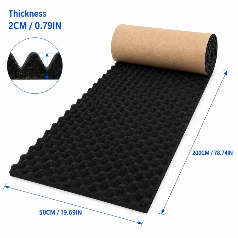 2cm thicker Self Adhesive Acoustic Foam Roll High Density Sound Absorbing Insulation Foam for Car Studio Wall Noise Reduction