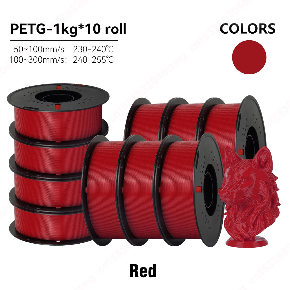 KINGROON 5/10KG PETG 3D Printer Filament 1.75mm +/- 0.03mm 3D Printing Filament Neatly Wound Filament Vacuum Packing Fast Shippi