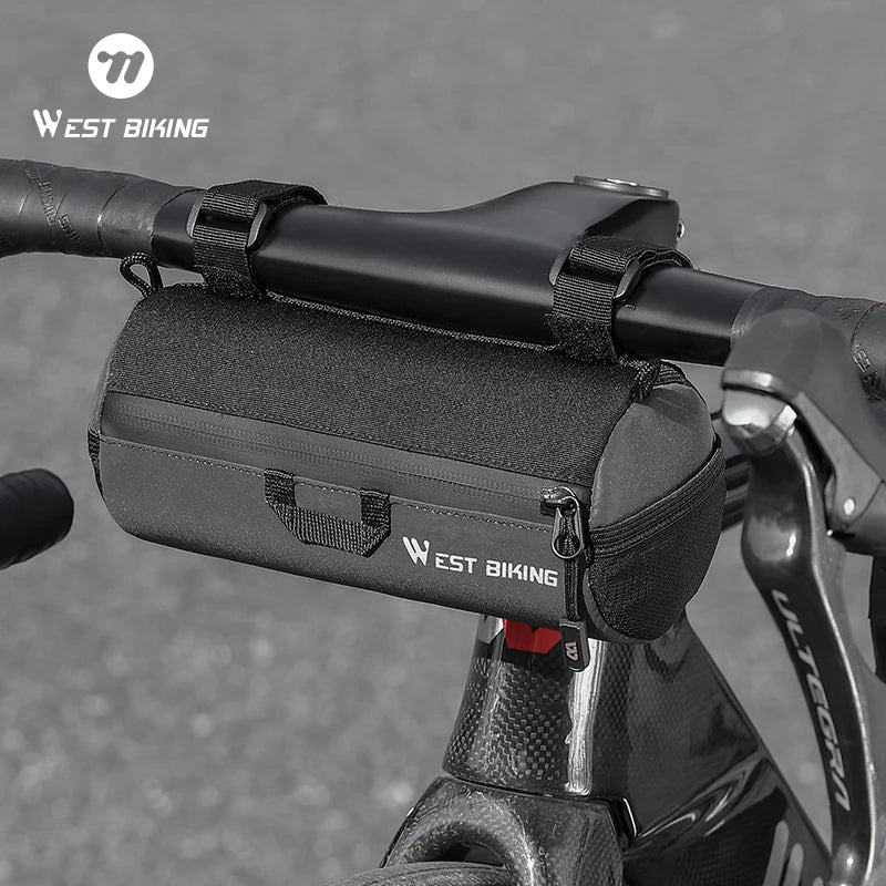 WEST BIKING Bike Handlebar Bag Portable Reflective Shoulder Bag For Cycling MTB Road Bike Scooter Front Tool Bags Elastic Band