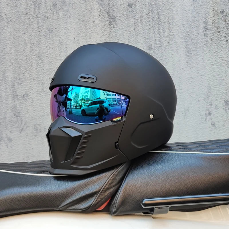 ORZ motorcycle retro helmet cruise men's and women's combination full helmet scorpion helmet reserved Bluetooth headphone slot