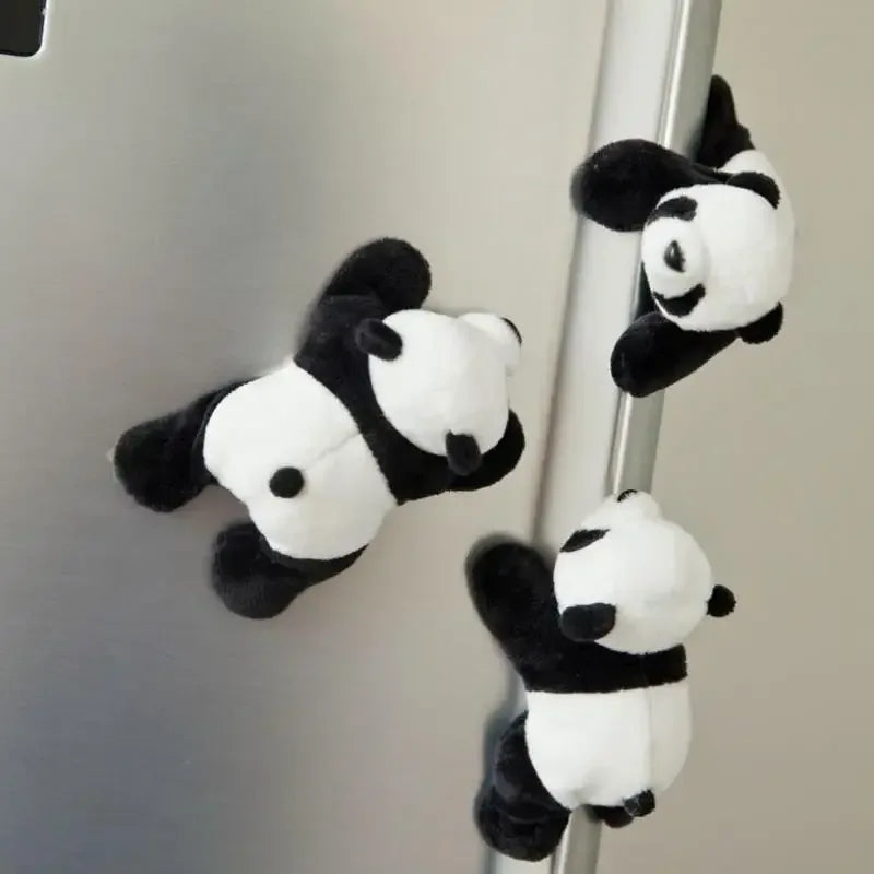 Cute Soft Plush Panda Magnet - Oval Fabric Whiteboard & Fridge Decor, Perfect for Gifting and Organizing - Urbizia