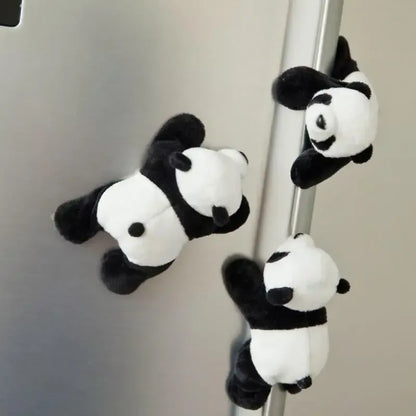 Cute Soft Plush Panda Magnet - Oval Fabric Whiteboard & Fridge Decor, Perfect for Gifting and Organizing - Urbizia