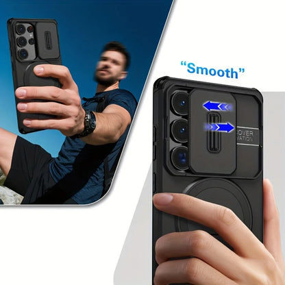 Camera Protection Magnetic Stand Holder Case for Samsung S26 S25 S24 Plus S25FE S23 Ultra A57 A56 A55 A36 A16 Shockproof Cover