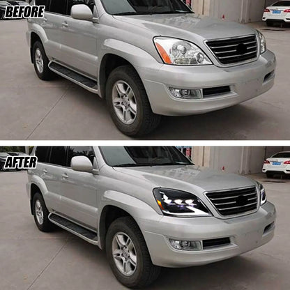 LED Headlights for Lexus GX470 2003-2009 Sequential Turn Signal Start-up Animation DRL Projector Front Lamps Assembly