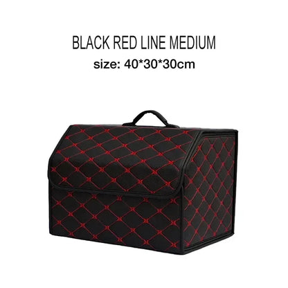 Car Trunk Organizer Box Large Capacity Auto Multiuse Tools Storage Bag Stowing Tidying Leather Folding For Emergency Storage Bo - Urbizia