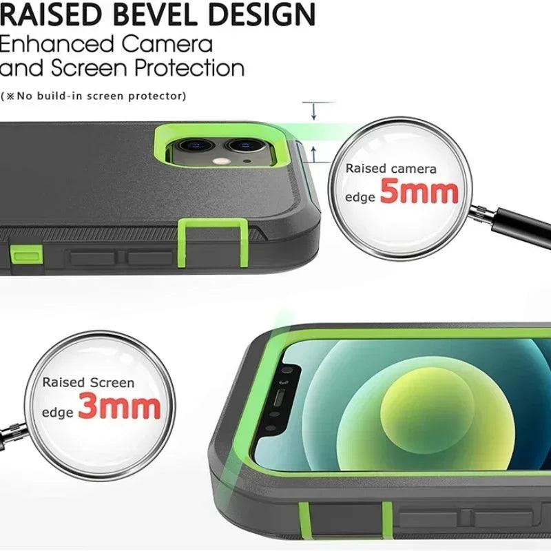 3-in-1 Military Armor iPhone Case with Belt Clip