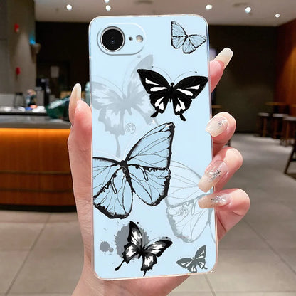 For iPhone 16e Case Clear Luxury Fashion Butterfly Flowers Soft TPU Silicone Jelly Back Cover for Apple iPhone 16e Phone Case