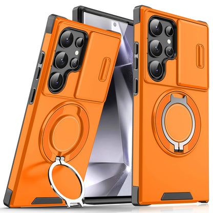 Armor Case for Samsung Galaxy S26 S25 S24 S23 Ultra Plus S25FE S24FE Magnetic Holder Slide Camera Protect Shockproof Back Cover