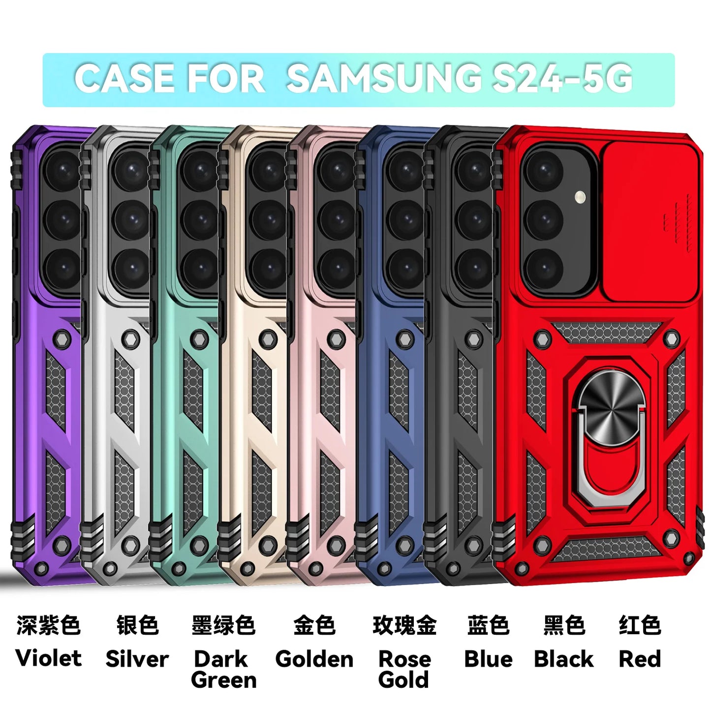 Luxury Armor Case for Samsung Galaxy S26 S25 Edge S24 S23 S22 S21 S20 S10 FE Ultra Plus Ring Holder Slide Lens Stand Phone Cover