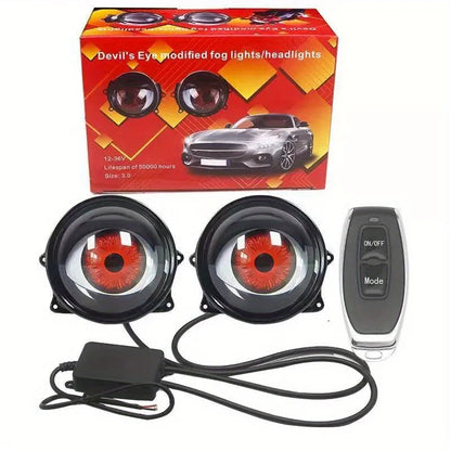 1Pcs/2Pcs dynamic big eye lights, dynamic big eyeball fog lights 6 modes, LED color adjustable, suitable for any car model