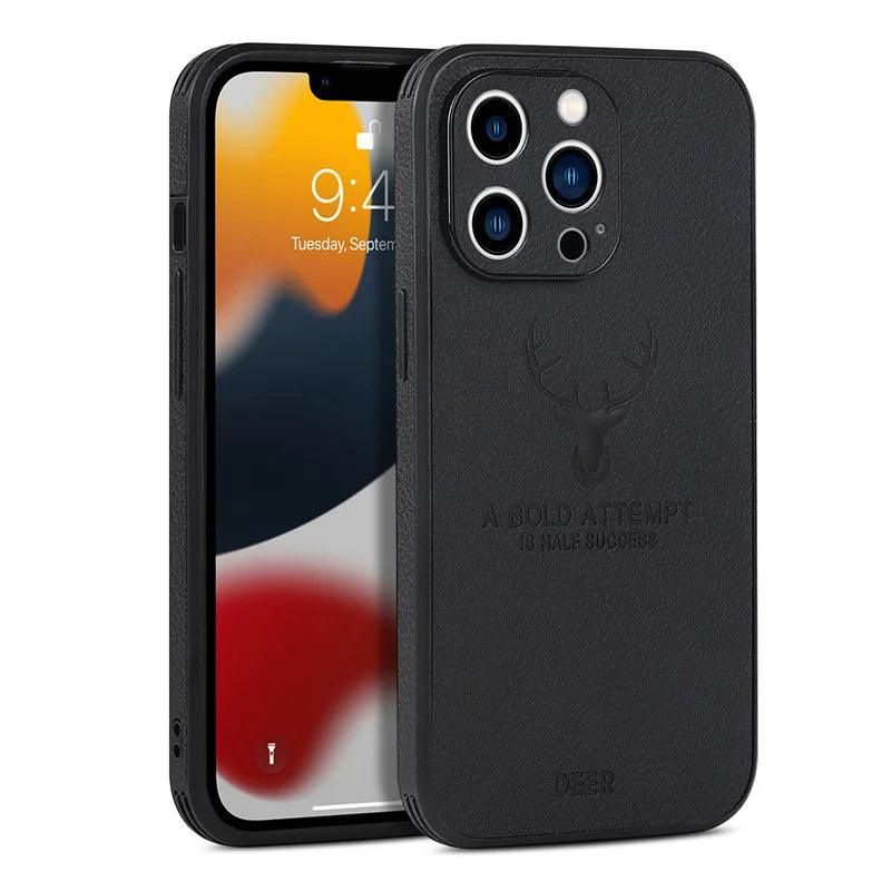 Leather Bumper iPhone Case with Deer Head Design