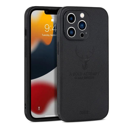 Leather Bumper iPhone Case with Deer Head Design