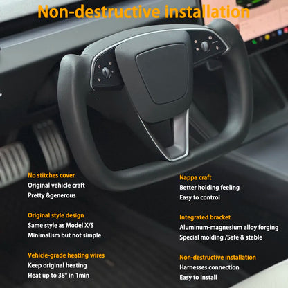 Yoke Handle For Tesla New Model Y Juniper Model YL Heating Yoke Steering Wheel Personalized Racing Leather Customized Accessorie