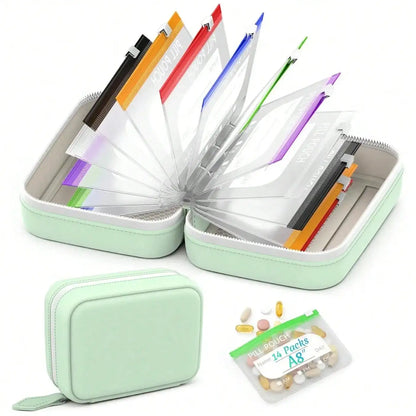Waterproof Zipper Medicine Pouches Set, 14 Color Designs Weekly Organizer For Daily Supplement Storage