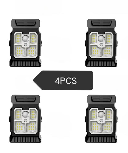 1-4PCs Solar Clamp on Sensor Motion Lights Outdoor Waterproof Work Light 3 Lighting Mode Camping Lamp Fence Wall Garage Led Lamp