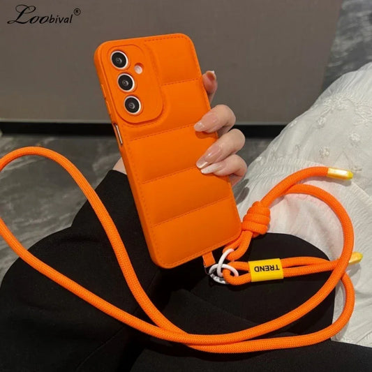 Down Jacket Crossbody Lanyard Case for Samsung Galaxy