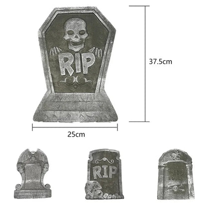 Halloween Foam Skeleton Tombstone – RIP Grave Bat Horror Props for Party & Haunted House