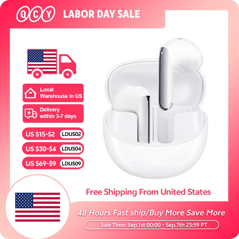 QCY HT10 AilyBuds Pro+ ANC Wireless Earphone Hi-Res Audio with LDAC Bluetooth 5.3 Earbuds 6 Mic AI HD Call Multipoint Connection