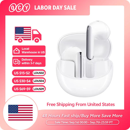 QCY HT10 AilyBuds Pro+ ANC Wireless Earphone Hi-Res Audio with LDAC Bluetooth 5.3 Earbuds 6 Mic AI HD Call Multipoint Connection