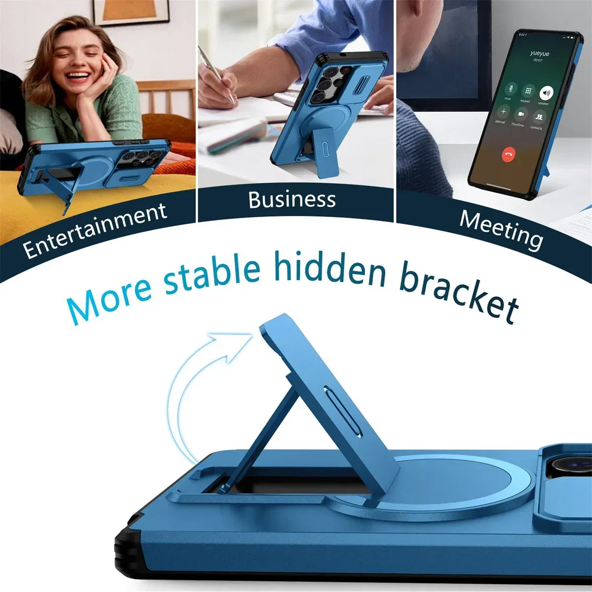 Lens Protect Camera Phone Case for Samsung S25 FE S26 S24 Ultra S23 Plus A37 A57 A17 A36 A56 A16 A55 Magnetic Kickstand Cover