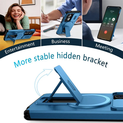 Lens Protect Camera Phone Case for Samsung S25 FE S26 S24 Ultra S23 Plus A37 A57 A17 A36 A56 A16 A55 Magnetic Kickstand Cover